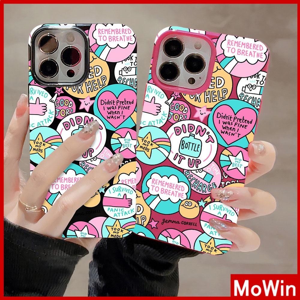 Mowin - เข้ากันได้สำหรับ 15 เคสไอโฟน11 เคส iphone 11  สำหรับ 14 Pro Max เคส iPhone สีดำสีชมพูเคลือบเ