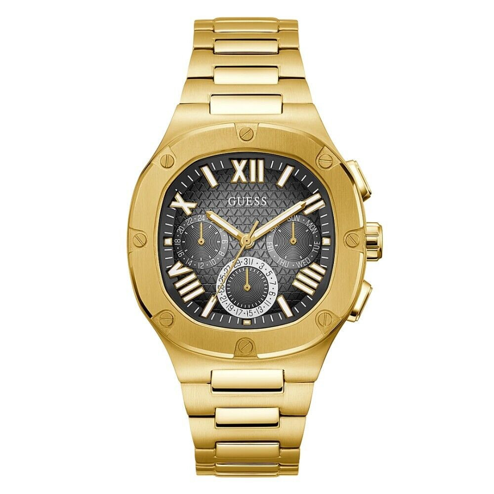 Guess Chronograph Black Dial Gold Stainless Steel Strap Men Watch GW0572G2 GW0572G1 42mm