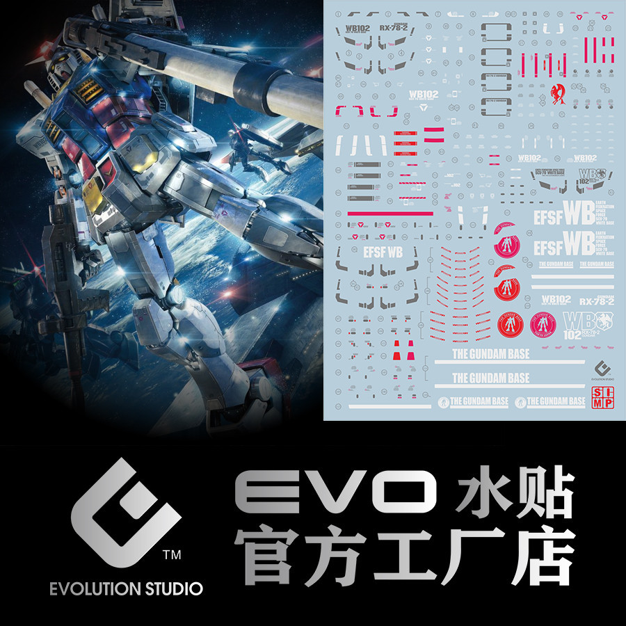 EVO MG 1/100 RX-78-2 RX78 2.0 3.0 Water Slide Decal EVOMG035 EVOMG036