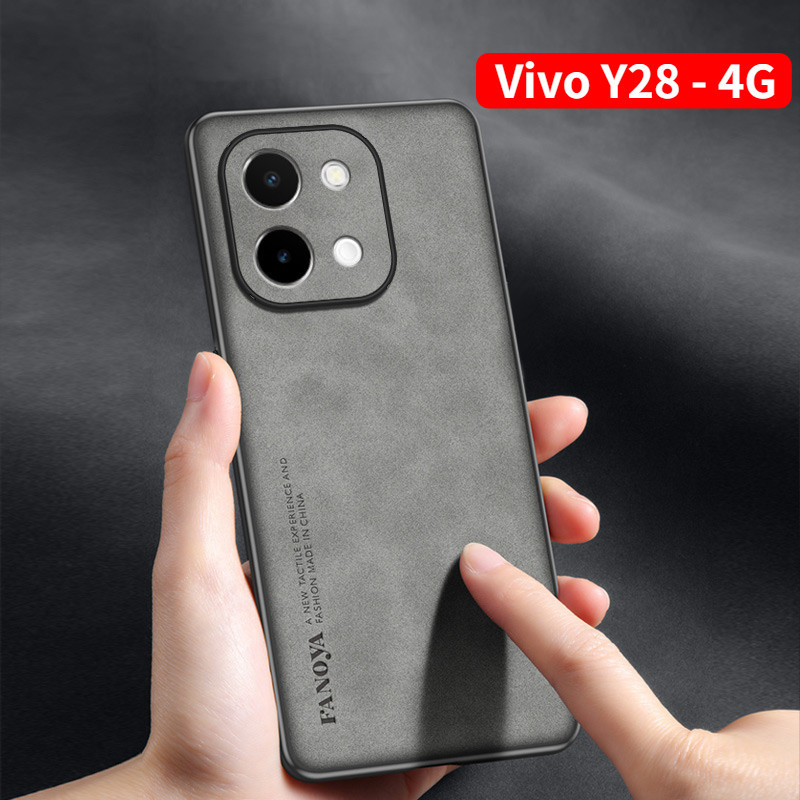 สําหรับ Vivo Y28S Y28 S Y18 Y03 4G 2024 เคสโทรศัพท์หรูหรา Matte หนังปลอกซิลิโคน VivoY28 VivoY18 กันกระแทกป้องกันลายนิ้วมือกรอบนุ่ม hard Suede TPU เลนส์ปกหลัง