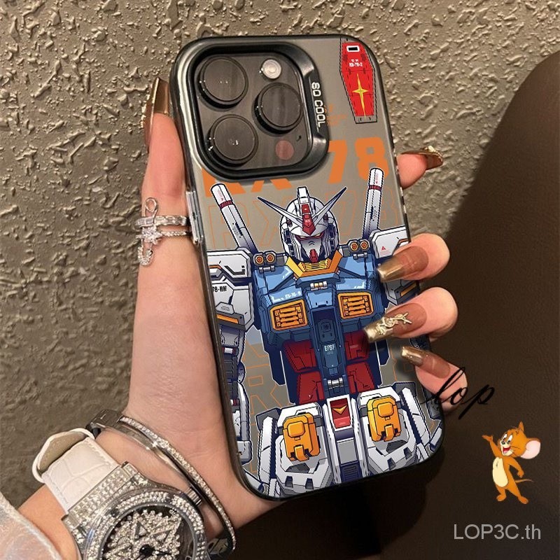 เคสโทรศัพท์มือถือแบบแข็ง กันกระแทก ลายการ์ตูนกันดั้ม สีเงิน สําหรับ iPhone 15 14 13 12 11 pro max 7 8 plus xr x xs max 15pro 14 pro 13pro 15plus เคสโทรศัพท์