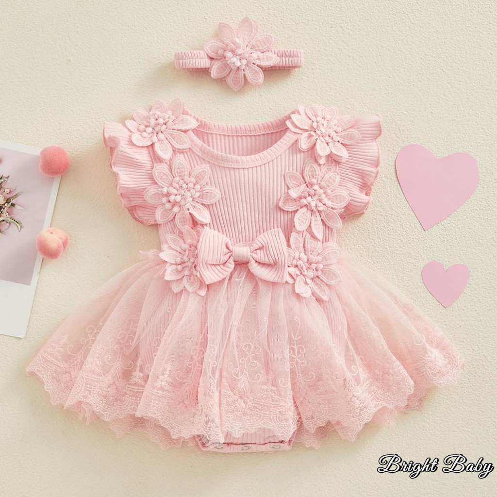 เด็กทารก 2 ชิ้นชุดฤดูร้อนตาข่ายลูกไม้แพทช์ Ruffles Hoodie แต่งตัว + คาดศีรษะ