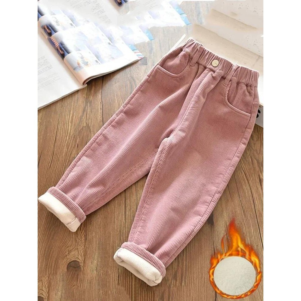 กํามะหยี่เรียงราย Corduroy เด็ก Harem กางเกงฤดูหนาวใหม่ Elastic เอวสูง Warm Boys/หญิง Pantalones Baggy หนาตุ๊กตาเด็ก Broek