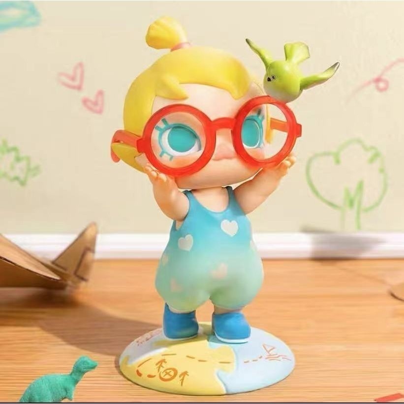 หุ่น PopMart เมื่อฉันอายุ 3 ปี PopMart baby Molly ถ้าฉันอายุสามซีรีส์ Mystery Box สาวจัสมิน lnag 9T8N RBSR