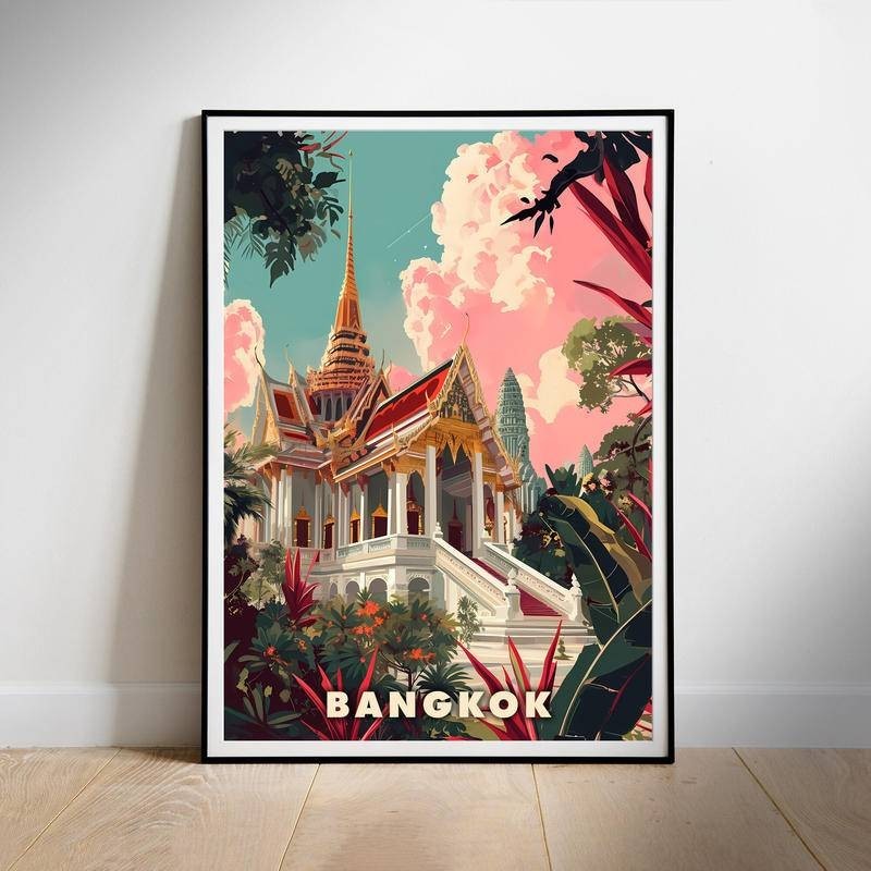 ตลาดประเทศไทยพิมพ ์ โปสเตอร ์ ศิลปะไทยสําหรับตกแต ่ งผนัง