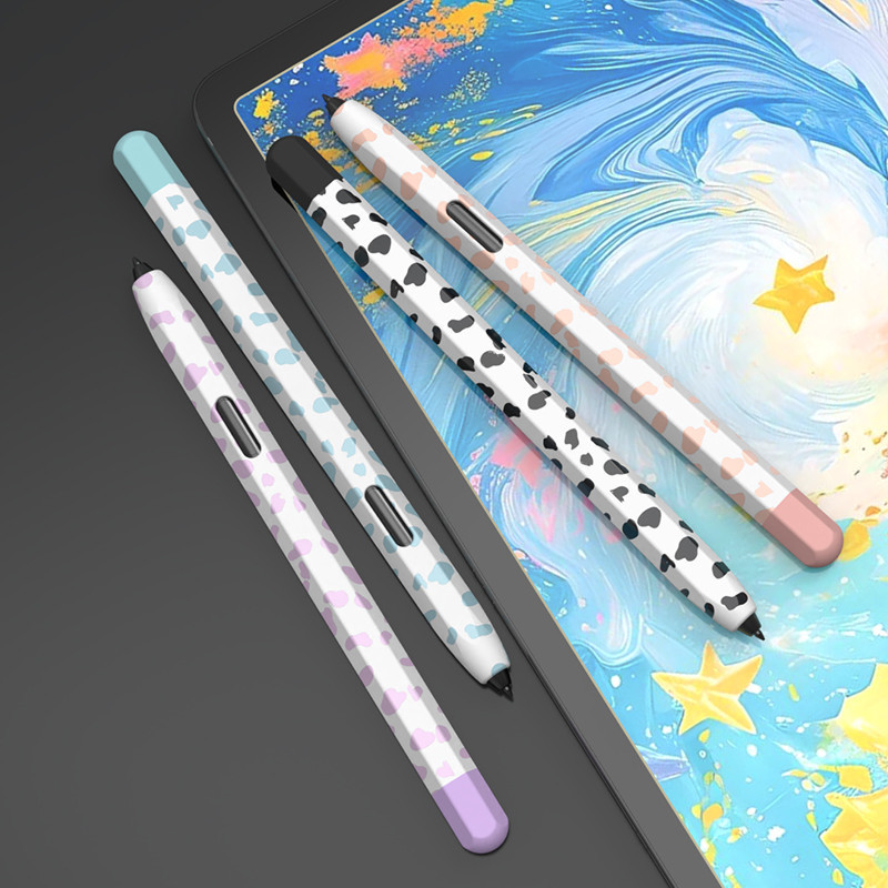 วัวน่ารักสําหรับ Samsung Galaxy Tab S10 FE S10FE+ S6 /S6 Lite /S7 S8 S9 FE PLUS ULTRA S-Pen ปากกาดินสอป้องกันรอยขีดข่วนซิลิโคนอ่อนนุ่มฝาครอบป้องกัน Nib ปากกาสไตลัสฝาครอบ