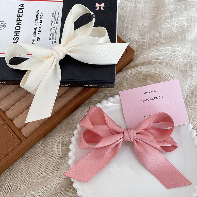 ในไทย-พร้อมส่ง✨ซาติน Bow คลิปผมฝรั่งเศสปลายสูงคลิปผมหางม้าคู่-Move