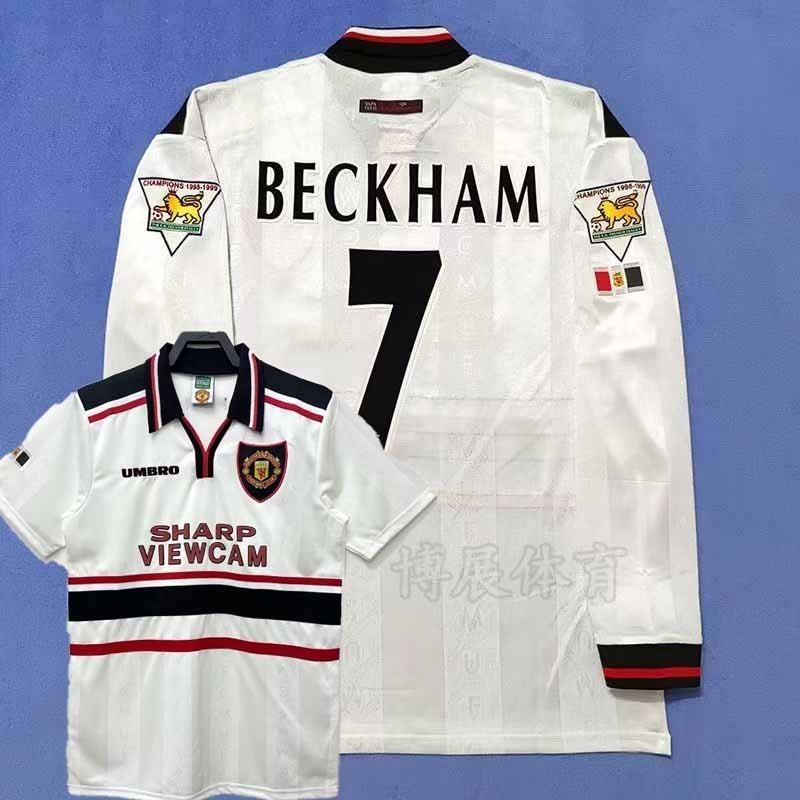 Retro ฉบับที่ 9899 man utd AWAY becham GIGGS เสื้อฟุตบอล เสื้อฟุตบอลผู้ชาย