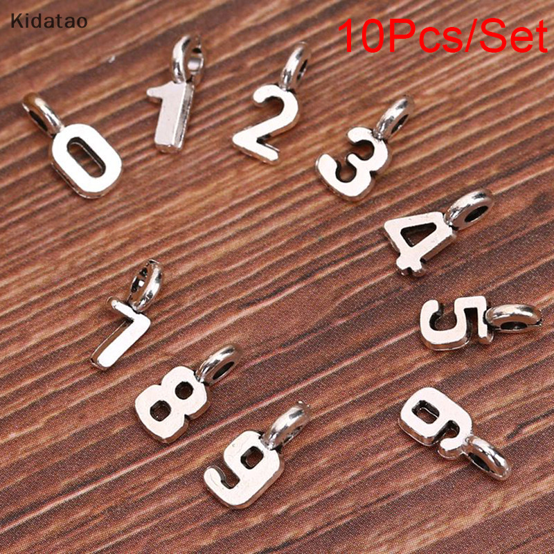 Kidatao 10 ชิ้น/เซ็ตโลหะผสมผสมตัวเลขอาหรับ Ch จี้เครื่องประดับ DIY ทํางานฝีมือใหม่