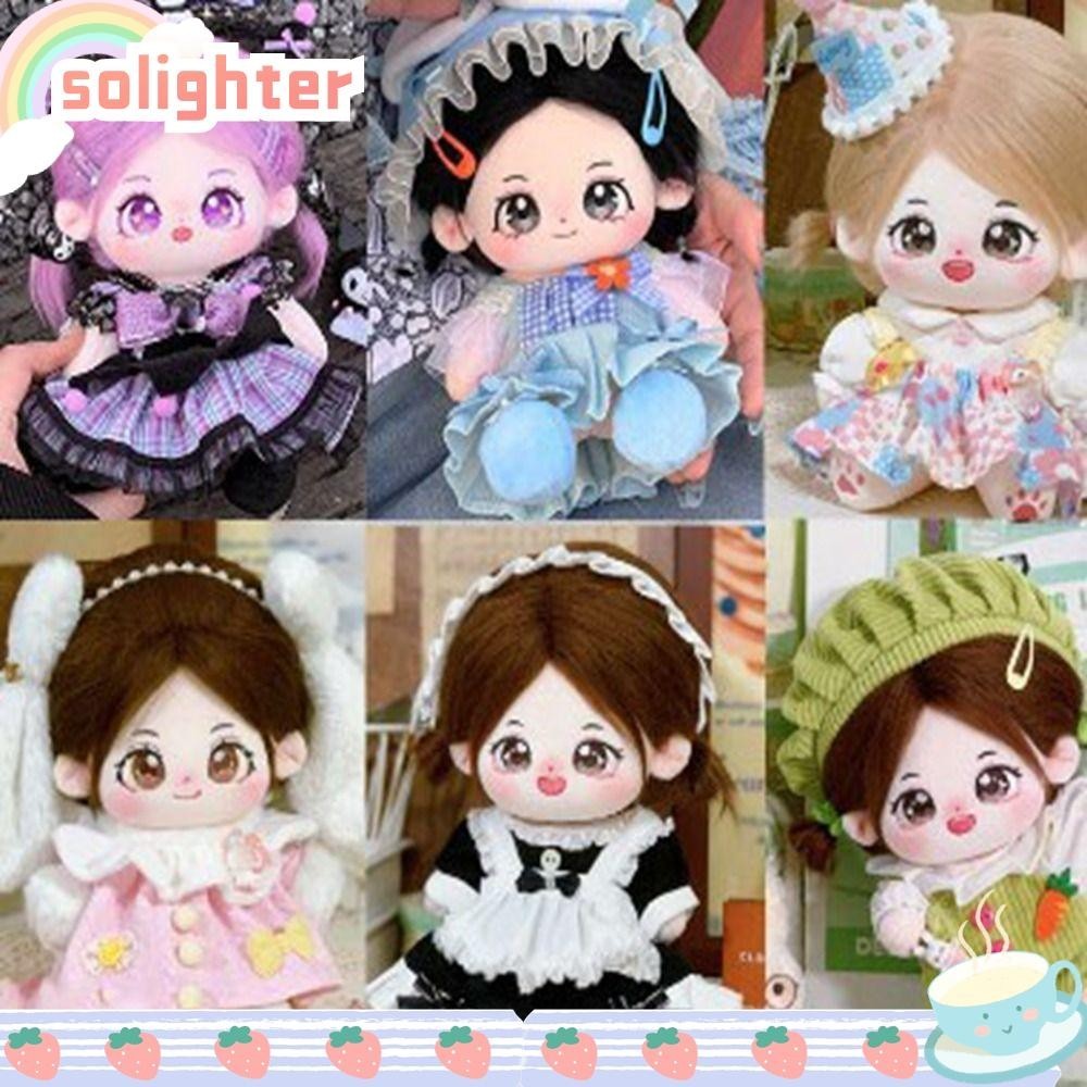 Solighter ตุ๊กตาเสื้อผ้าน่ารัก,พร้อมอุปกรณ์คาดศีรษะการ์ตูนชุดเจ้าหญิงน่ารัก,คุณภาพสูง 20 รูปแบบเสื้อผ้าตกแต่งสําหรับตุ๊กตาผ้าฝ้าย 20 ซม./ตุ๊กตาไอดอลEXO