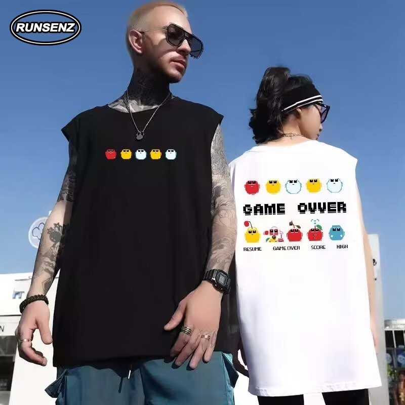 M-8xl Fat Man Fashion Oversize Tank Men Plus Size Vest Summer Casual Loose Athletic Sleeve Top