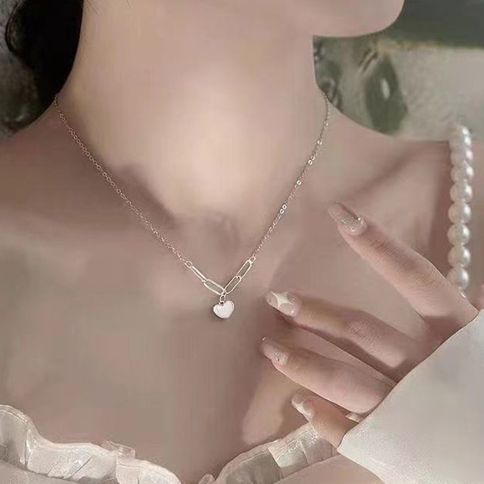 สแตนเลส ไม่ลอกไม่ดำ สร้อยคอ (สแตนเลส) จี้หัวใจ แฟชั่นสไตล์เกาหลี โซ่ สําหรับผู้หญิง ST10 - รูปที่ 2