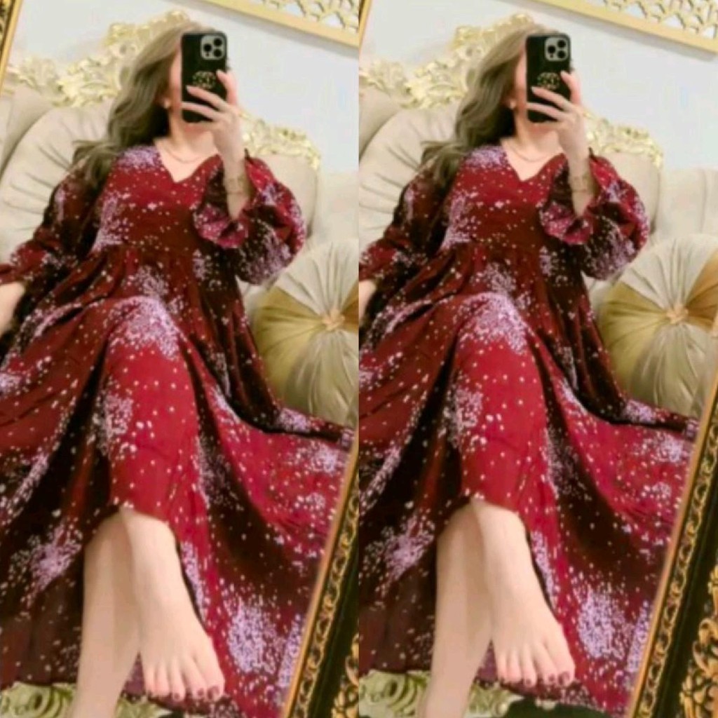 KATUN Inara Cici เดรสผู้หญิงแขนยางยืด คอตตอนบัด ผ้าเรยอน Nbr Prm