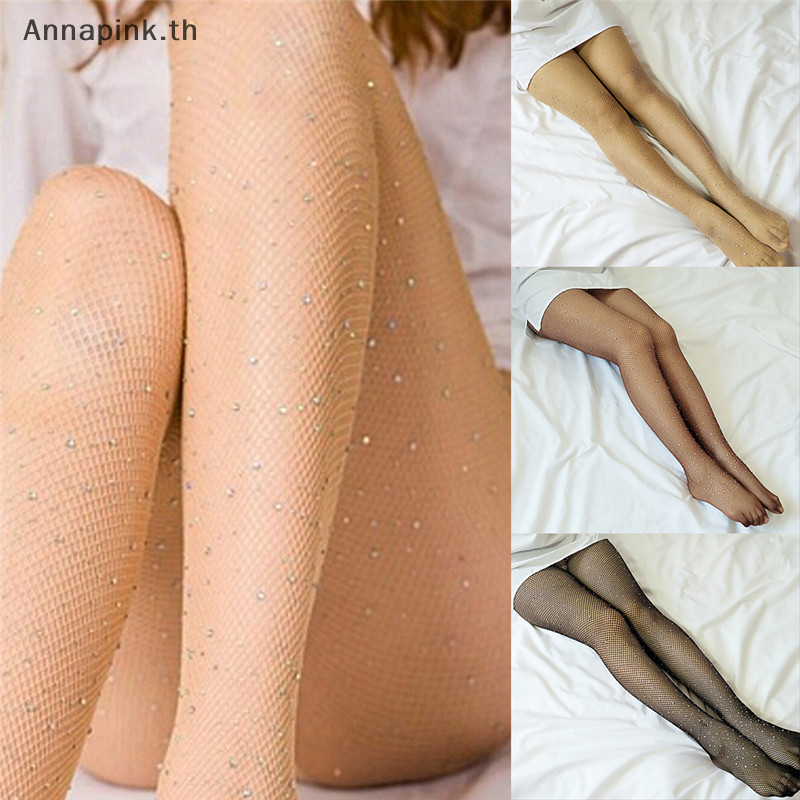 Annapink.th ใหม่ผู้หญิงคริสตัล Rhinestone Fishnet สุทธิตาข่ายถุงเท้าถุงน่องถุงน่อง Pantyhose EN