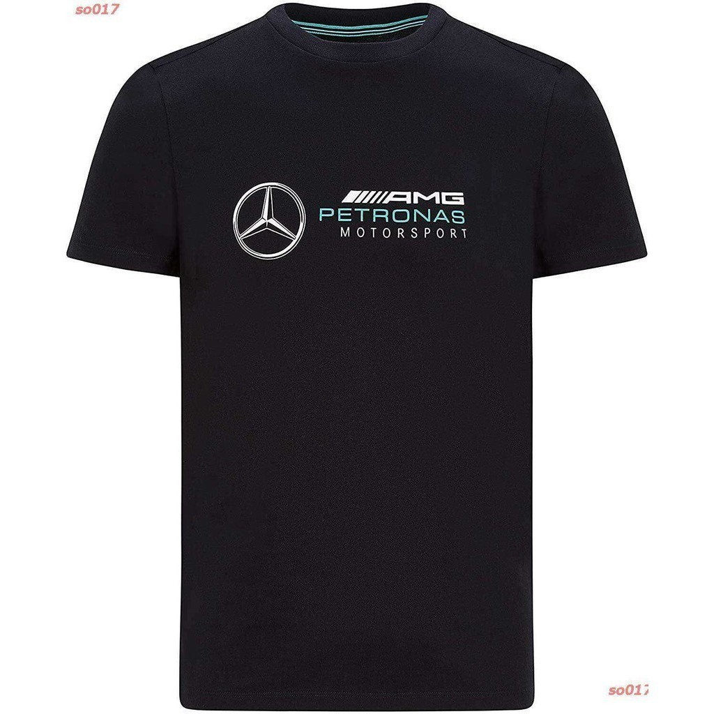 👕MERCEDES BENZ เสื้อยืดผ้าฝ้าย  2024 Mercedes Benz AMG Petronas F1 Men's Large Logo T-Shirt S-5XL