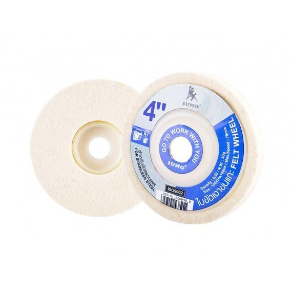 ใบขัดเงาขนแกะ sumo size 4" ราคา 38.- (100x10x16mm) Felt Wheel 4 in OIL8448