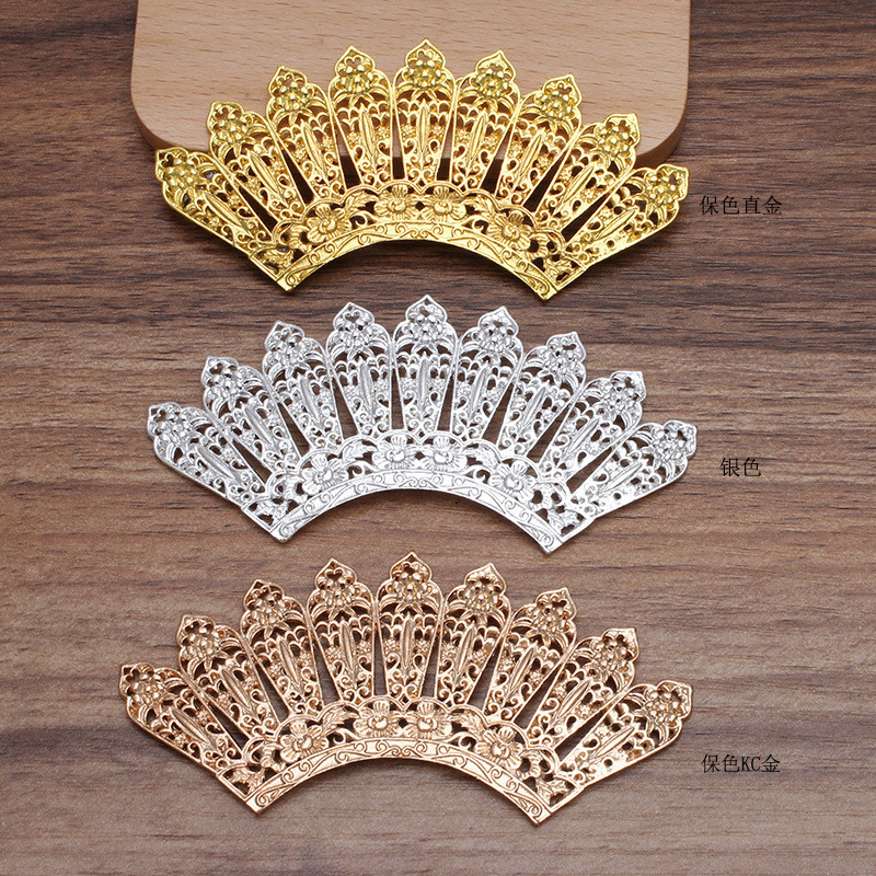 Alloy Leaf Feather Fan-Shaped DIY เครื่องประดับอุปกรณ์เสริมโบราณเจ้าสาวมงกุฎอุปกรณ์เสริมผมวัสดุขายส่ง