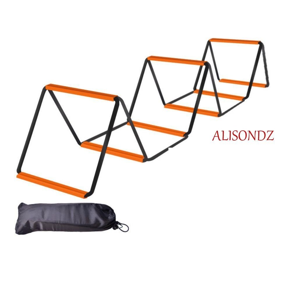 Alisondz บันไดความเร็วฟุตบอล, เหล็กคาร์บอนสีส้ม Agile บันได, ทนทานทันที Set-up พับมัลติฟังก์ชั่ Footwork การฝึกอบรมกระโดดบันไดผู้ใหญ่