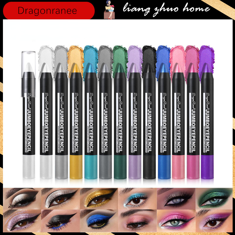 Dragon Ranee 12 สี Glitter โลหะอายแชโดว์ Stick Diamond Shimmer Highlighter ดินสอ Ultra Pigmented Lasting ครีมอายแชโดว์ปากกาแต่งหน้า
