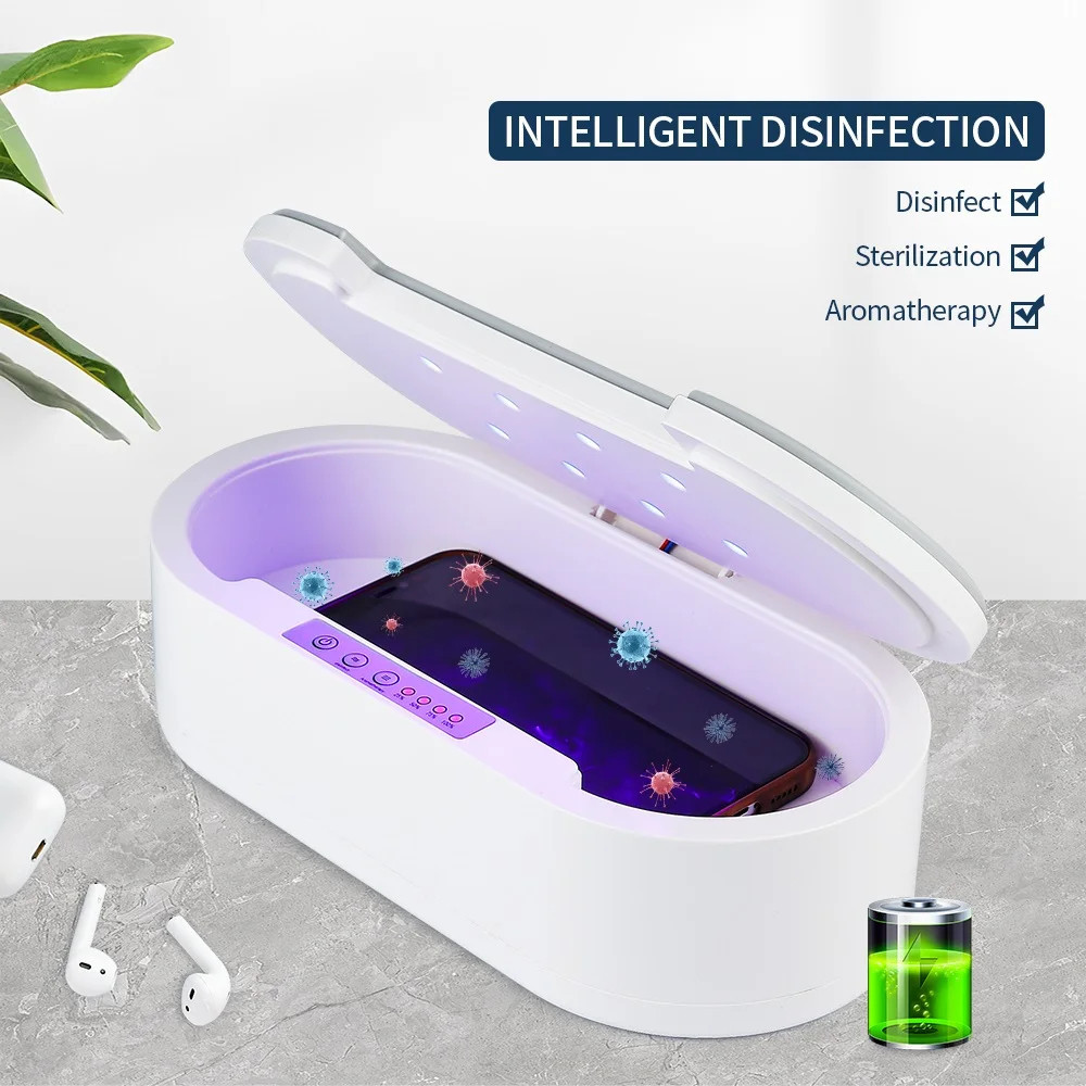 Deciniee เครื่องฆ่าเชื้อมัลติฟังก์ชั่นอโรมาเธอราพี UV Light กล่องฆ่าเชื้ออโรมาดับกลิ่นฆ่าเชื้อสําหรับเครื่องประดับแว่นตาโทรศัพท์