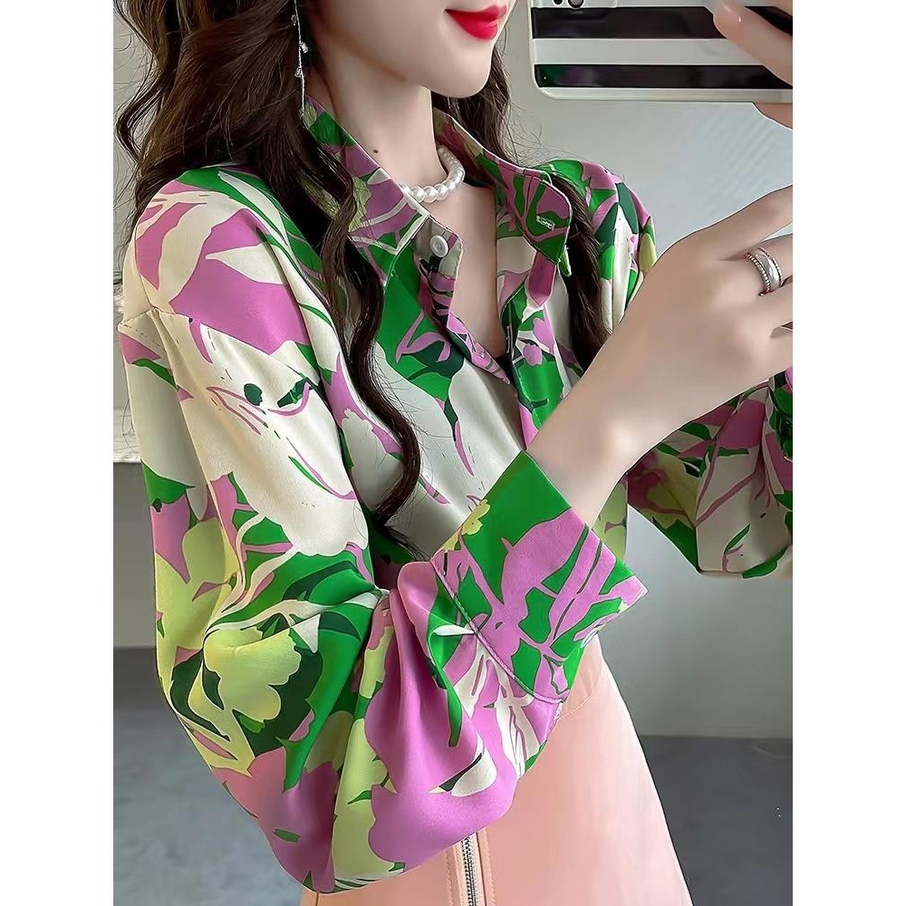 Lune_Graceเสื้อลายดอกไม้แขนยาว ทรงสวยผ้าดีใส่สบาย ใส่ไปเที่ยวหรือใส่ไปทำงานได้หมด แนวเกาหลีใหม่2024 รุ่นw388