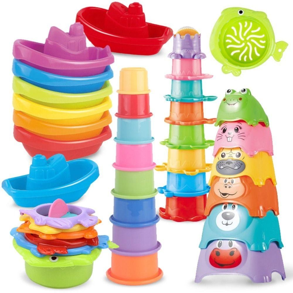 Keepin หอคอยแหวนซ้อน, การ์ตูนหมี Early Education Stacking Nesting Circle ของเล่น, ของเล่นซ้อน Building Block ของเล่นประสาทสัมผัส Montessori ถ้วยซ้อนของเล่นพ่อแม่และลูก ราคา ถูกที่สุด ดีลบีเคเค แกลเลอรีภาพที่ 4