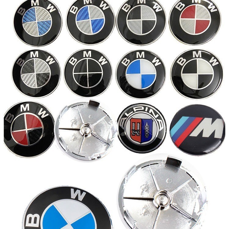 ฝาครอบดุม BMW 68มม. คาร์บอนไฟเบอร์ 56มม. โลโก้ศูนย์กลางดุม สีดํา/ขาว