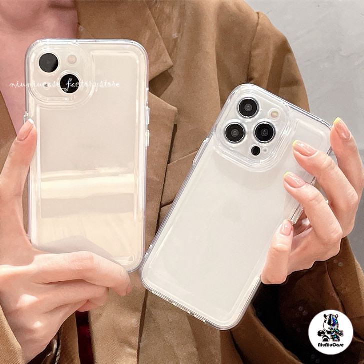 เปลือกอวกาศ สีทึบ โปร่งใส For iPhone 11 12 13 14 15 Pro Max X XR XS Max 7 8 Plus เคส ซิลิโคนนุ่ม ป้องกันการตก กันกระแทก