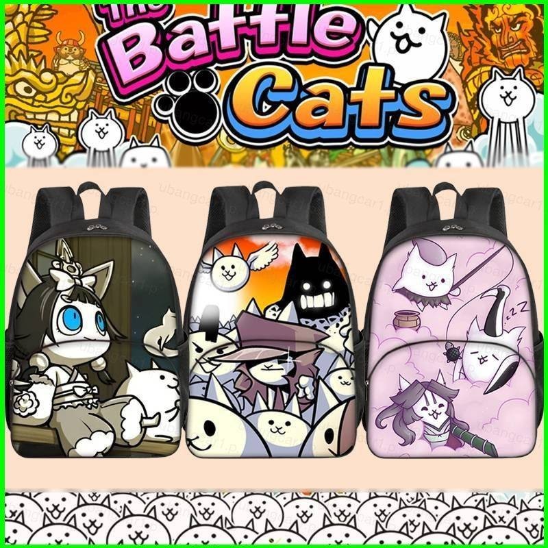 Yb1 The Battle Cats กระเป๋าเป้สะพายหลังสําหรับนักเรียนความจุขนาดใหญ่น้ําหนักเบาพิมพ์อเนกประสงค์กระเป