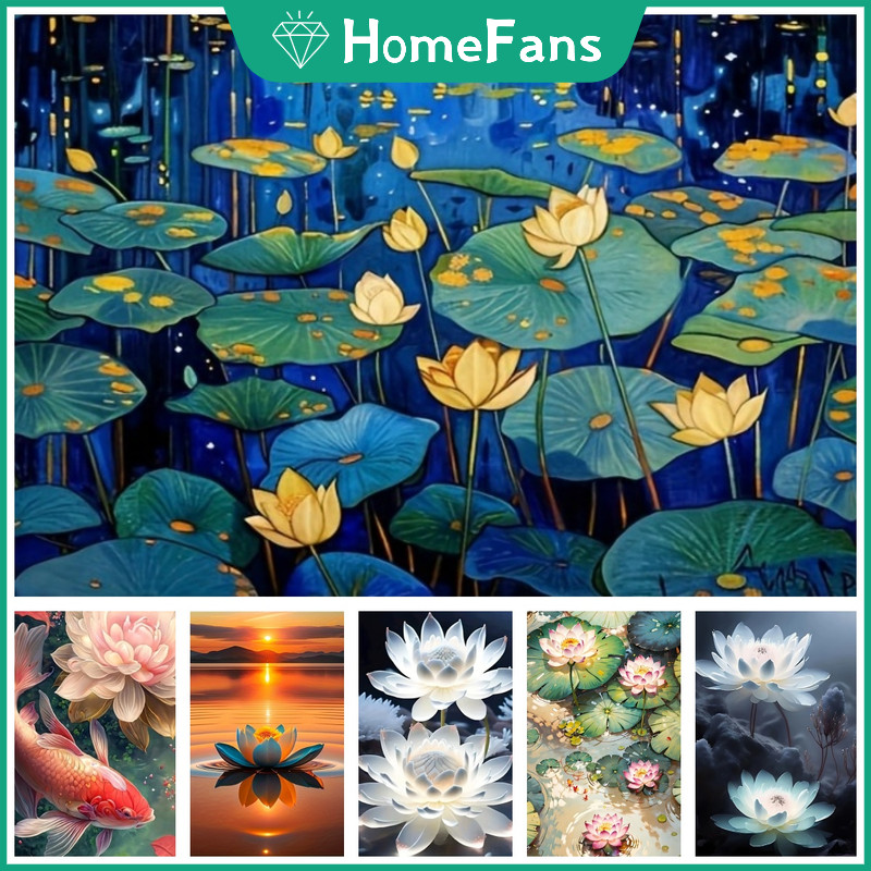 HFLotus Lucky Charm 5D DIY เพชรจิตรกรรมชุด Cosmic Cross เพชรเย็บปักถักร้อยภาพวาด Rhinestone โมเสคเพชร Art Home Decor ภาพวาด