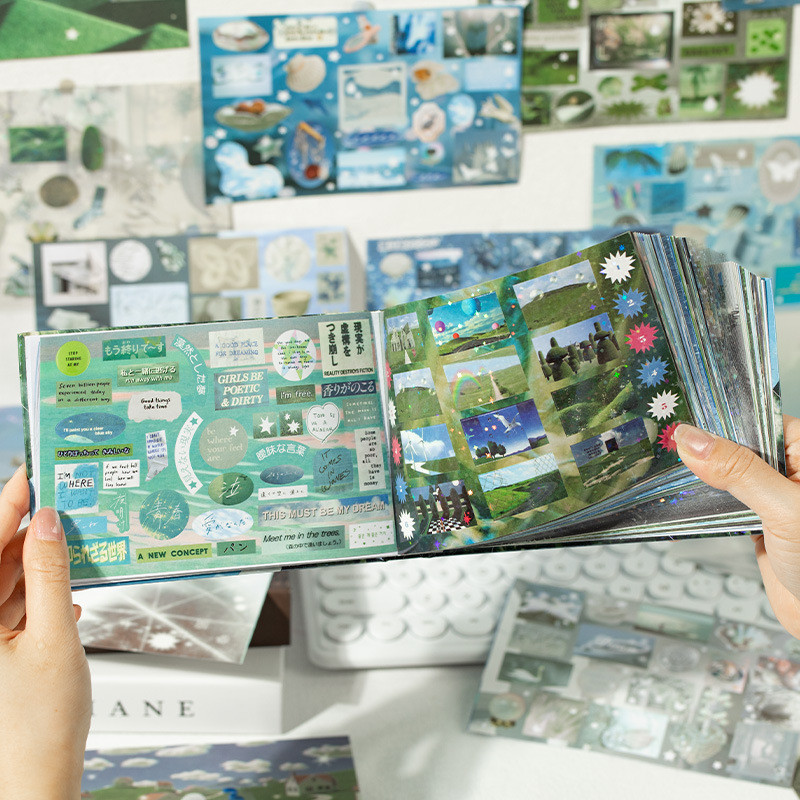 หนังสือสติ๊กเกอร์หลายวัสดุ 72 แผ่น/เล่ม ของ Mr. Paper วัสดุคอลลาจ DIY การ์ดอวยพร แก้วมัค หนังสือสติ๊