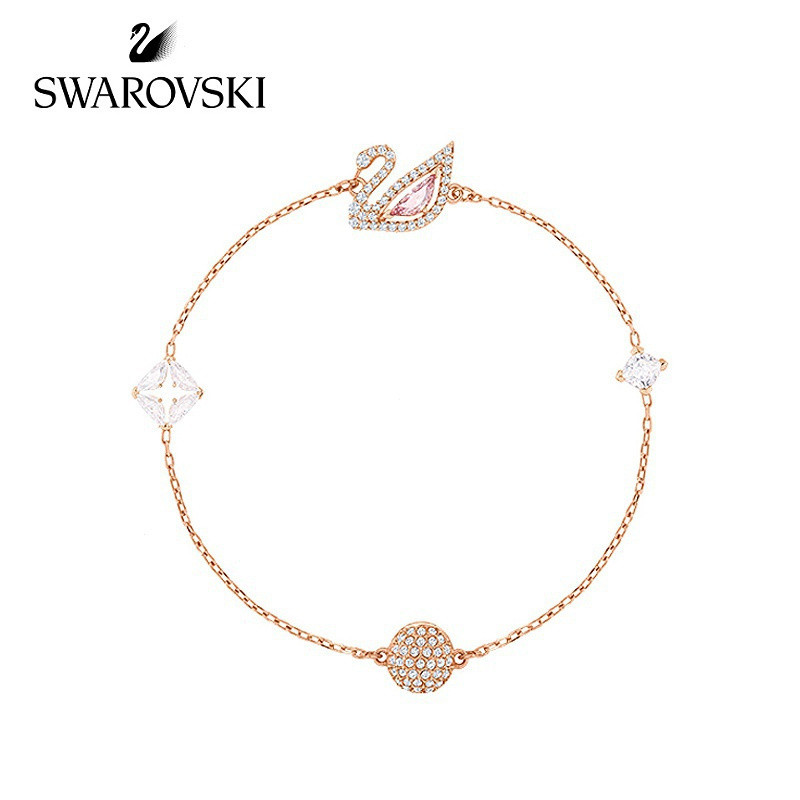 Swarovski DAZZLING SWAN Niche สร้อยข้อมือหญิงเลียนแบบคริสตัลของขวัญ-*&- QOZP