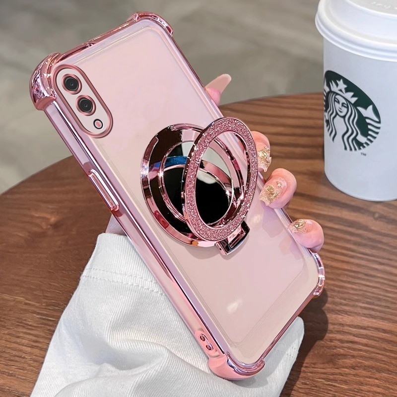 กรณีสําหรับ Samsung a02 Samsung m02 เคสโทรศัพท์โปร่งใสกระจกแม่เหล็กผู้ถือซิลิโคนนุ่มกรณีกันกระแทกสี่มุม RFVTGBE - รูปที่ 2