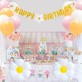 หน้ายิ้ม ป้ายผ้าแบนเนอร์ ป้ายผ้าวันเกิด ฉากหลังวันเกิด Happy Birthday ป้ายวันเกิด ของตกแต่งปาร์ตี้ สำหรับปาร์ตี้วันเกิด