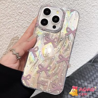 เคสไอโฟน15 สำหรับ iPhone 16 11 13 15 14 12 Pro Max XR 8 16 7 14 15 Plus XS MAX X SE 2020 ปกโบว์สีชมพูหวานโรแมนติก
