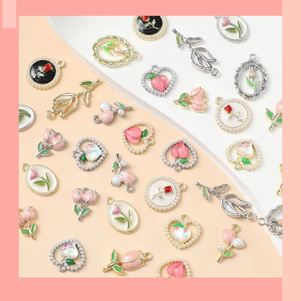 [JIN] Electroplating Alloy, Dripping Oil Tulip Heart Collection, อุปกรณ์เสริม diy ทํามือ