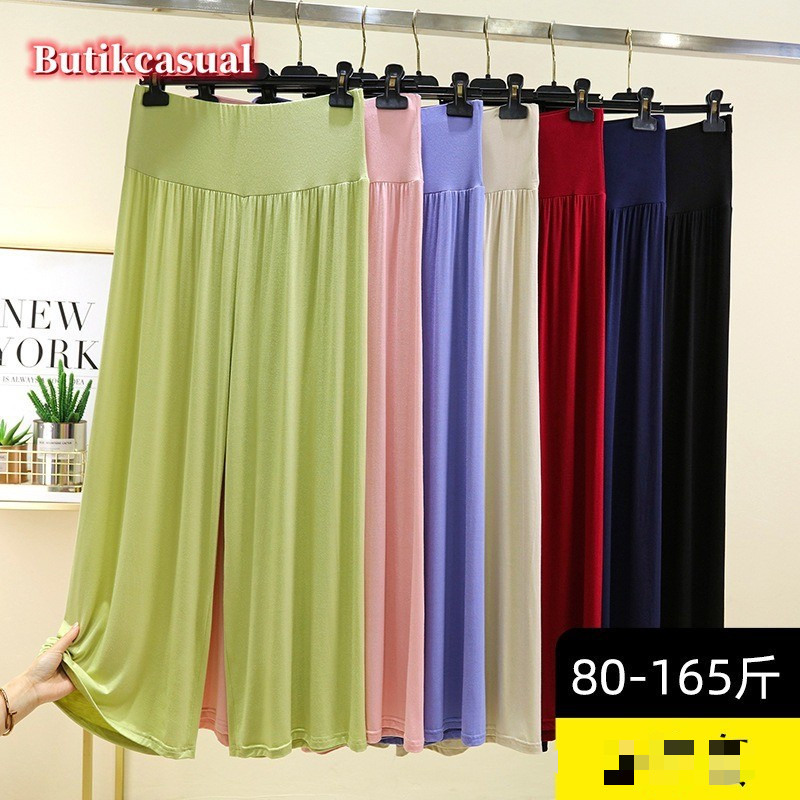 ผู้หญิง กางเกงกิริยาเอวสูง 2025 ฤดูใบไม้ผลิฤดูร้อนกว้างบางเต้นรํากางเกงกางเกงความยืดหยุ่น