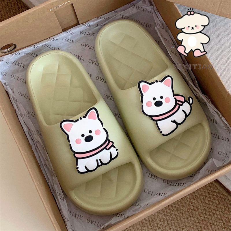 ฉี่ ฤดูร้อนบ้านน่ารักน่ารักลูกสุนัขรองเท้าแตะผู้ชายผู้หญิงสบายห้องน้ํารองเท้าแตะรองเท้าแตะ