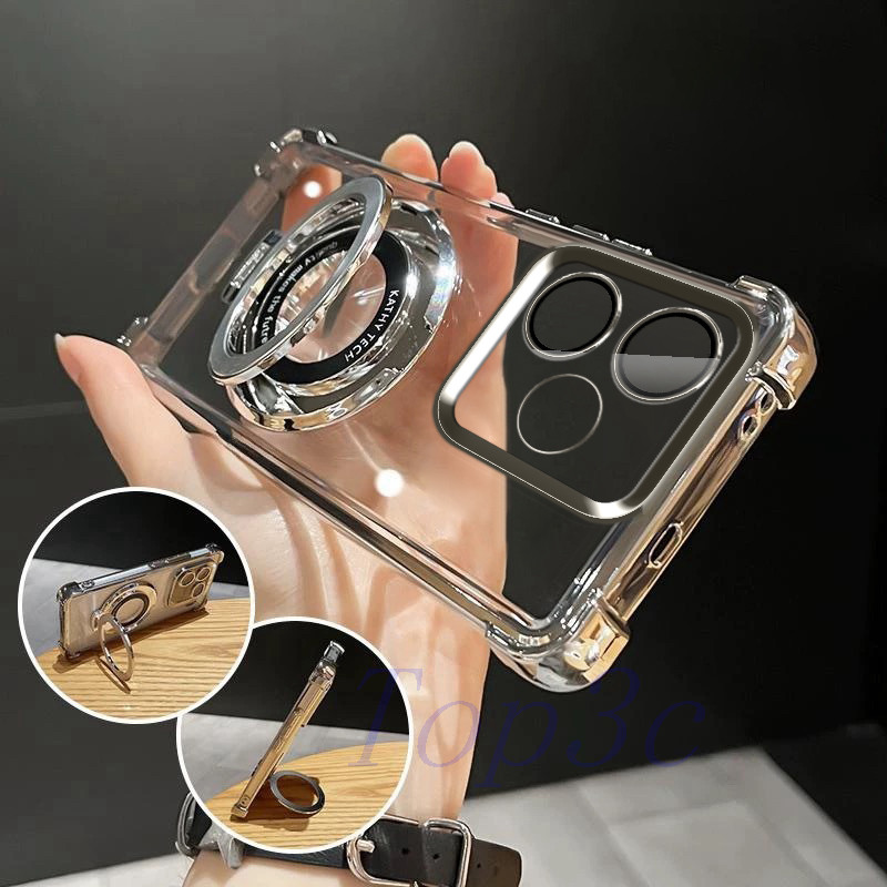 เคส POCO M6 4G Bracket สไตล์ถุงลมนิรภัยป้องกันการตกเคสโทรศัพท์โปร่งใส CDSJ