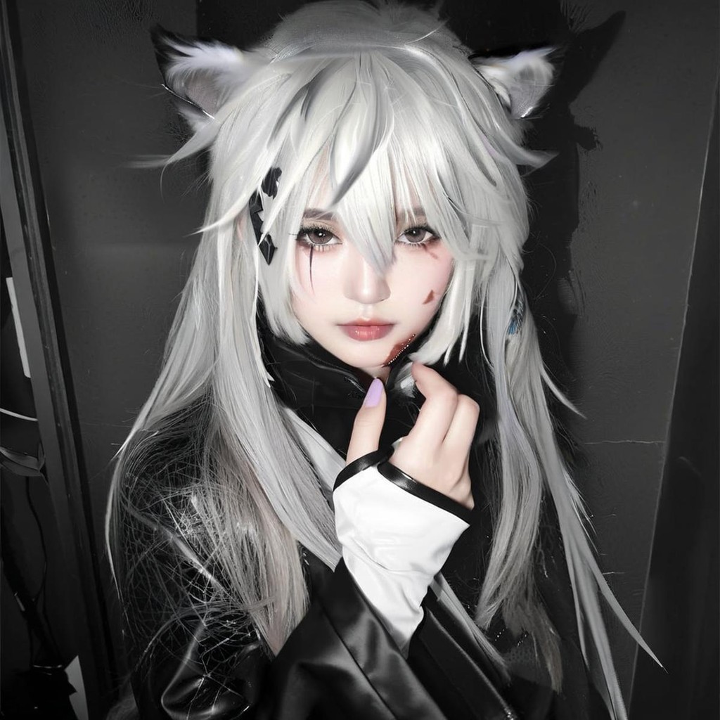 /สินค้าพร้อมสต็อก พรุ่งนี้ Ark Lapland Cos Universal วิกผมยาวตรงยายสีเทาญี่ปุ่นสองมิติชุดแสดงการ์ตูน