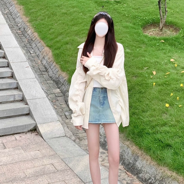 💛พร้อมส่งจากไทย💛HHB2009 เสื้อเชิ้ตคอปกแขนยาว สีเหลืองพาสเทล เสื้อคลุมแฟชั่นเกาหลี ผ้าบางเหมาะใส่หน้า