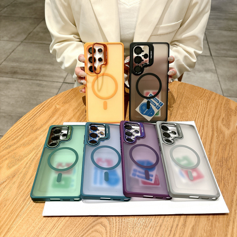 สำหรับ Samsung S25 Ultra S25 Plus S24 Ultra Plus เคสที่เป็นมิตรต่อผิว โลหะด้าน กลวง ขายึดเลนส์ เคสแม่เหล็ก ป้องกันเลนส์แก้ว โปร่งแสง แข็ง ป้องกันการกระแทก - รูปที่ 3