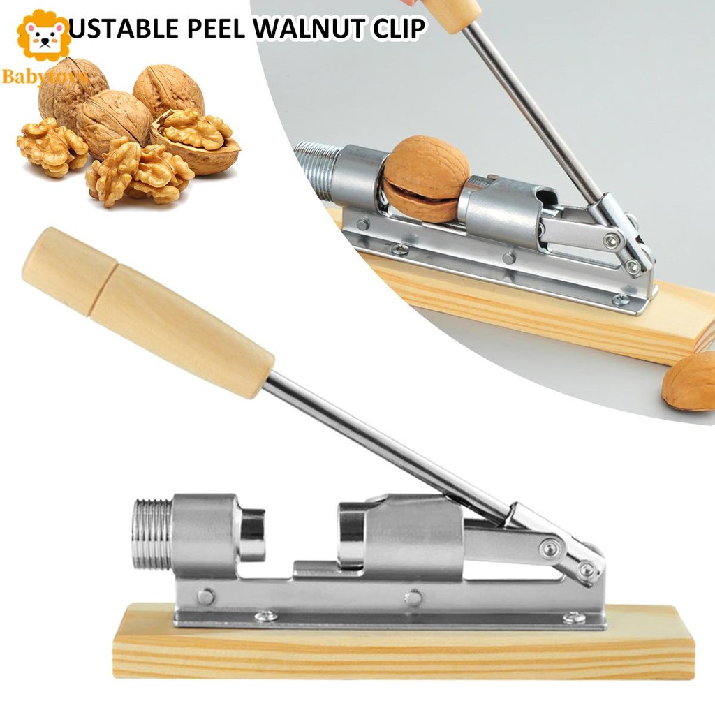 Pecan Nut Cracker เครื่องมือสําหรับการแตกร้าวง่าย Heavy Duty Nut Sheller พร้อมฐานไม้จับปรับ Nut Crac