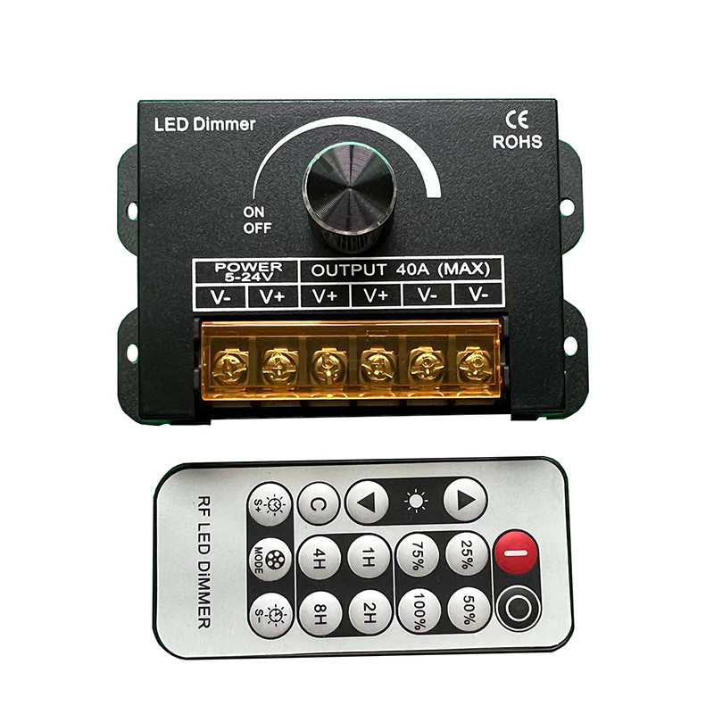 Led Strip Light ความสว่างปรับ Controller RF LED Stepless Dimmer สวิทช์ DC 5V 12V 24V 40A รีโมทคอนโทรลสีเดียว