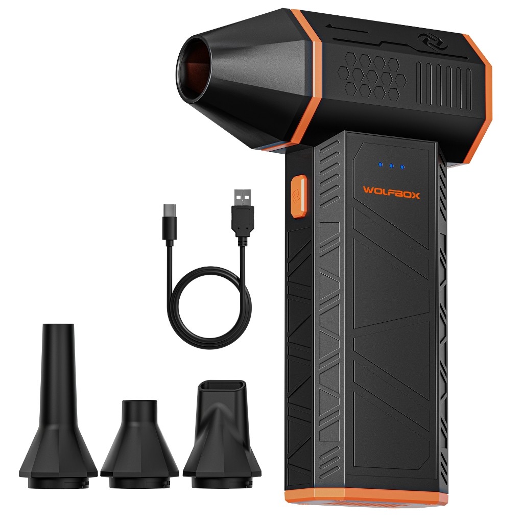 WOLFBOX MF50 ไม้ปัดฝุ่นลมไฟฟ้า-110000รอบต่อนาที เครื่องปัดฝุ่นไร้สาย สุด ๆ พลัง เครื่องเป่าลมขนาดเล็กปรับได้ 3 เกียร์ พร้อมแบตเตอรี่แบบชาร์จไฟได้