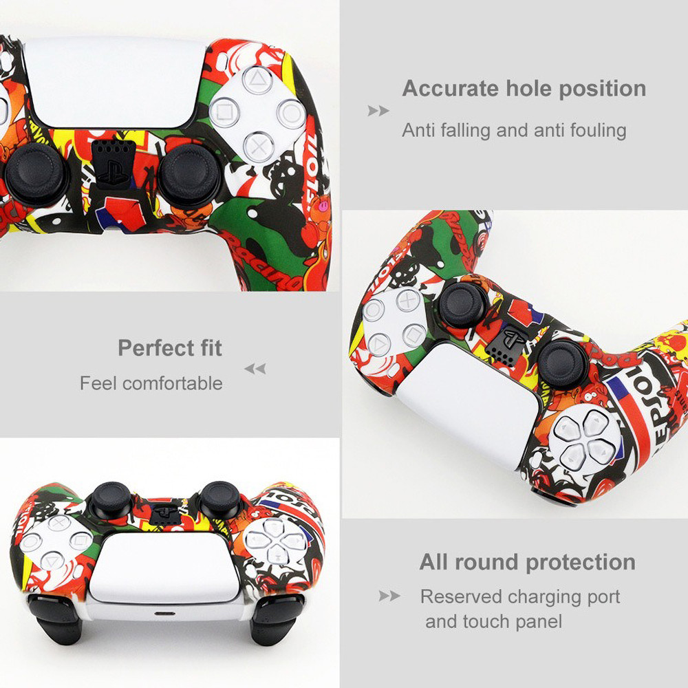 ซิลิโคนเคสสําหรับ PS5 น่ารัก เคสจอยPS4 ฝาครอบเกมแพด Kawaii อุปกรณ์เสริมจอยสติ๊ก Skin Grip Playstation 5 Anti-Slip