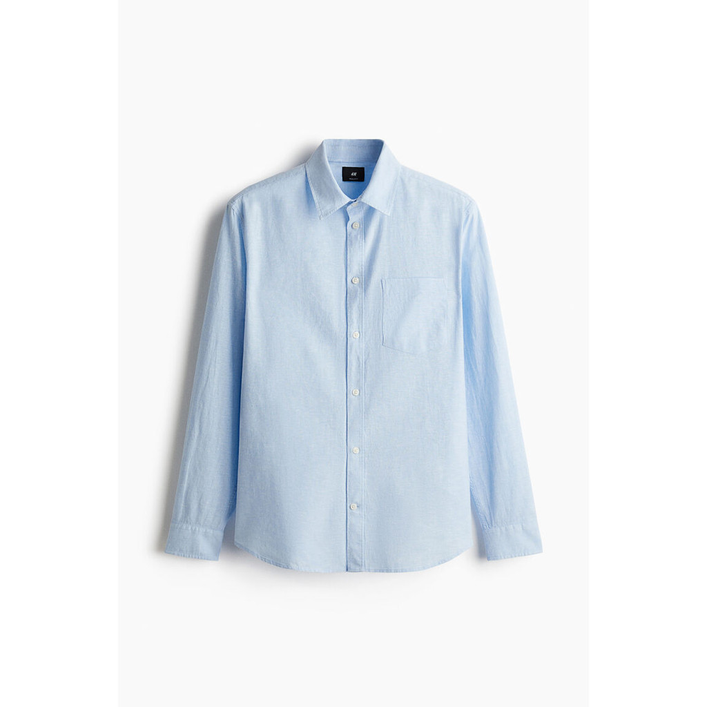 H&M(เอชแอนด์เอ็ม) Regular Fit Linen-blend shirt Men Regular Fit Linen-blend shirt 1256945_4