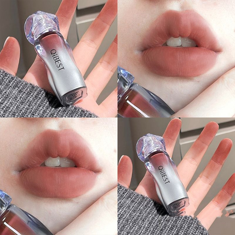 Qibest Ice Diamond Matte Lip Clay Nude Whitening Lip Gloss ลิปสติกกันน้ํา