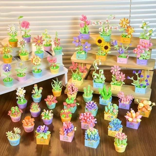 EXCE Succulent Potted รุ่น,ของเล่นเพื่อการศึกษาสาวอิฐของเล่นเด็กดอกไม้ Potted Building Block,บ้านโต๊ะตกแต่งพืช DIY Succulent Building Block ชุด