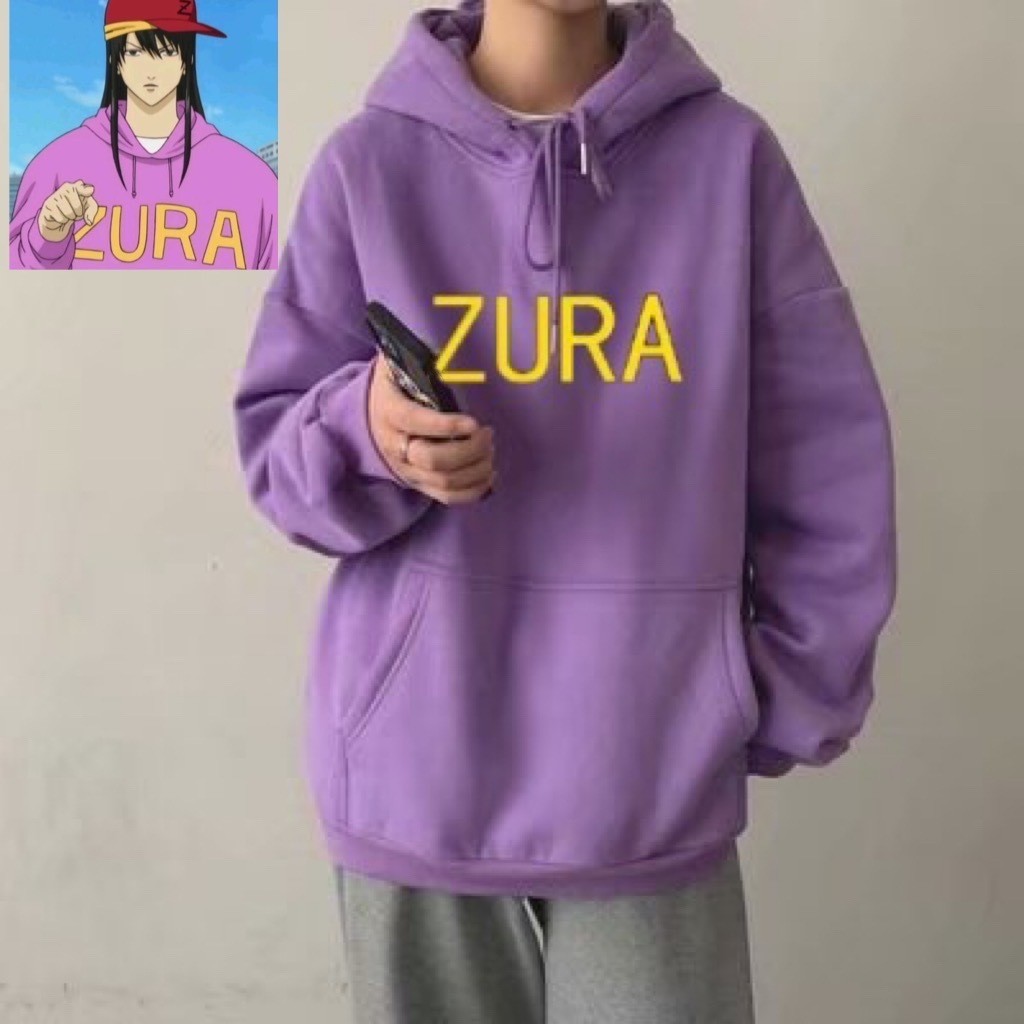 Gintarou Kotarou สไตล์เดียวกัน ZURA สีม่วง Hooded Sweatshirt ผู้หญิงผู้ชายฤดูใบไม้ร่วงฤดูหนาวขนแกะซั